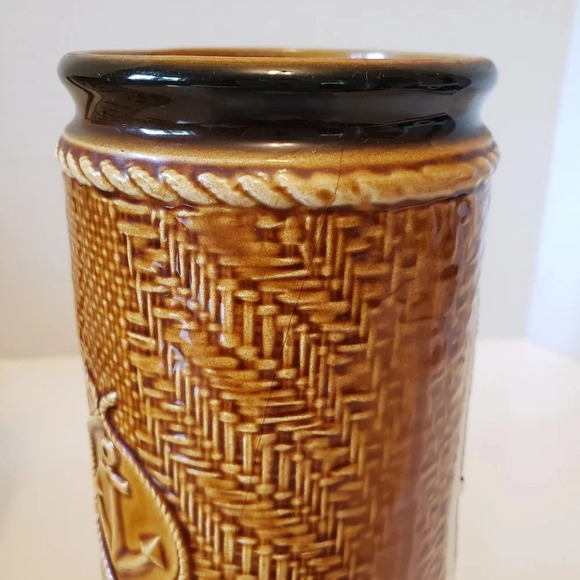 Vintage BCM Belgo Canadian set of 2 Tall Ceramic Brown/White Nautical Beer Stein - Picture 7 of 9